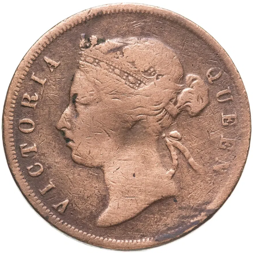 Стрейтс Сетлментс 1 цент (cent) 1874    Без отметки монетного двора, реверс