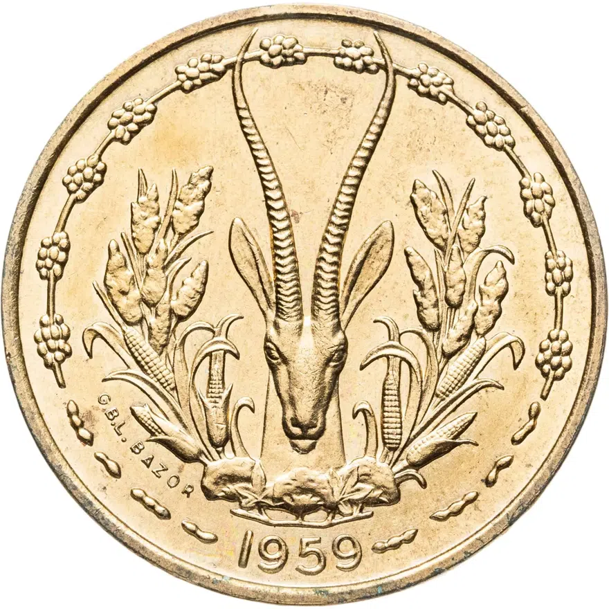 Западная Африка (BCEAO) 10 франков (francs) 1959, реверс