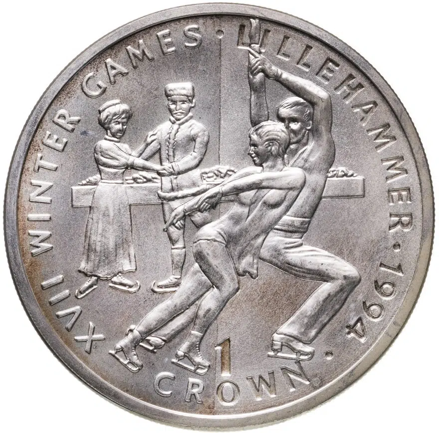 Гибралтар 1 крона (crown) 1993 XVII Зимние олимпийские игры, Лиллехаммер 1994 - Фигурное катание, аверс