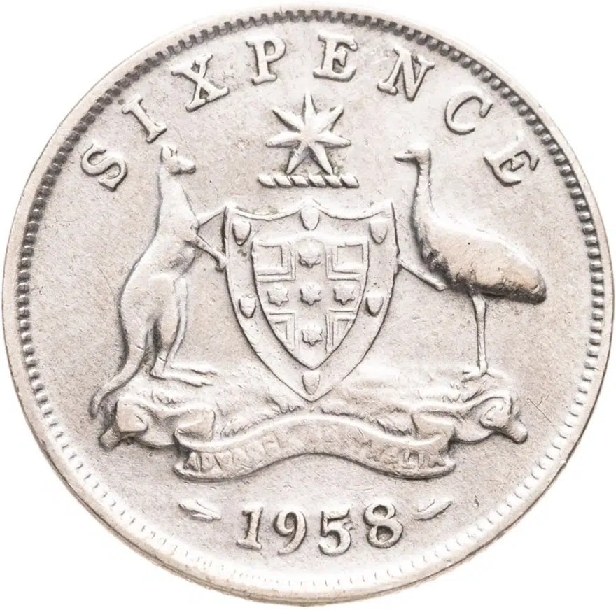 Австралия 6 пенсов (pence) 1958, реверс