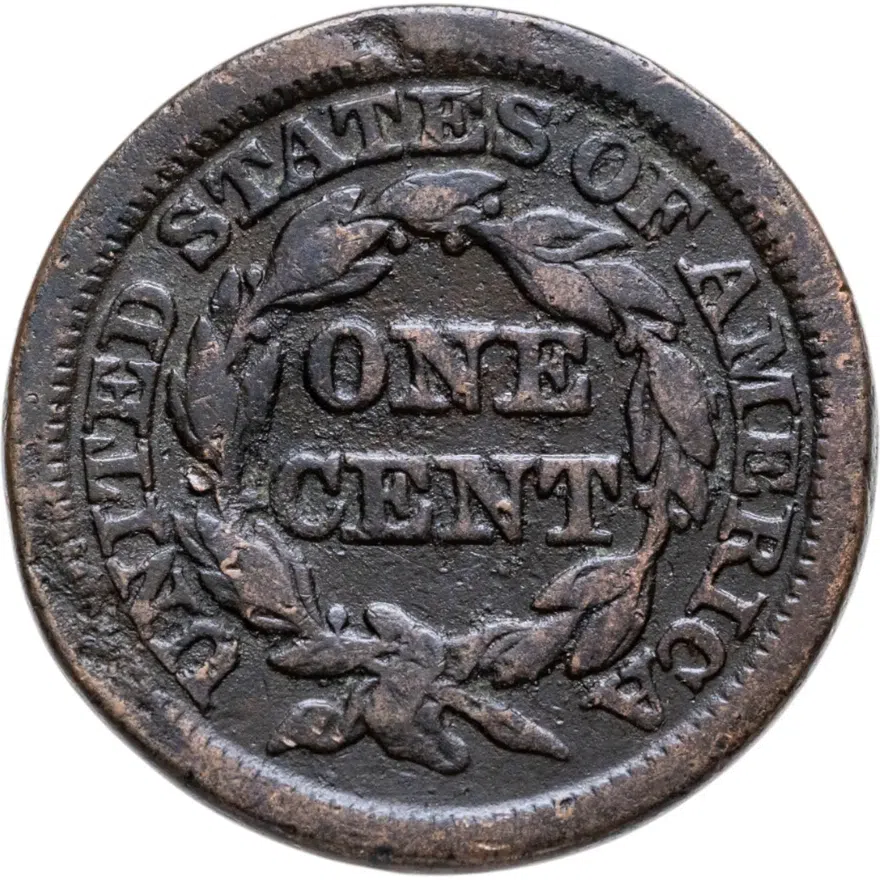США 1 цент (cent) 1848  Liberty Head Cent, реверс