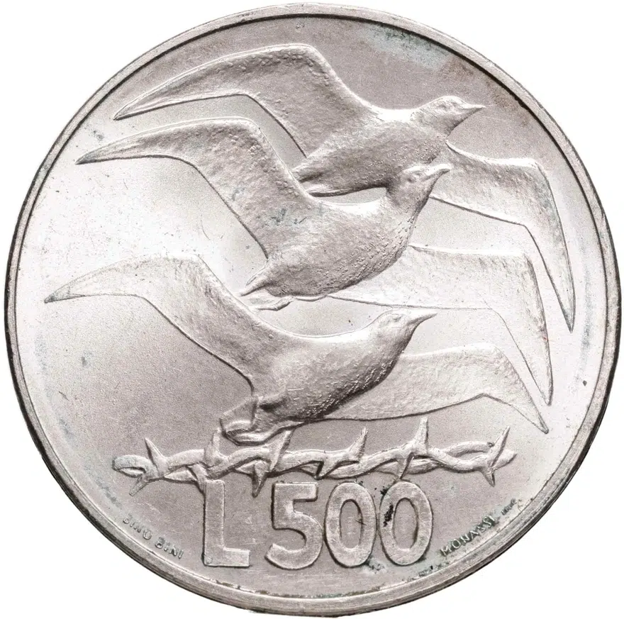 Сан-Марино 500 лир 1975  "Любовь у животных", реверс