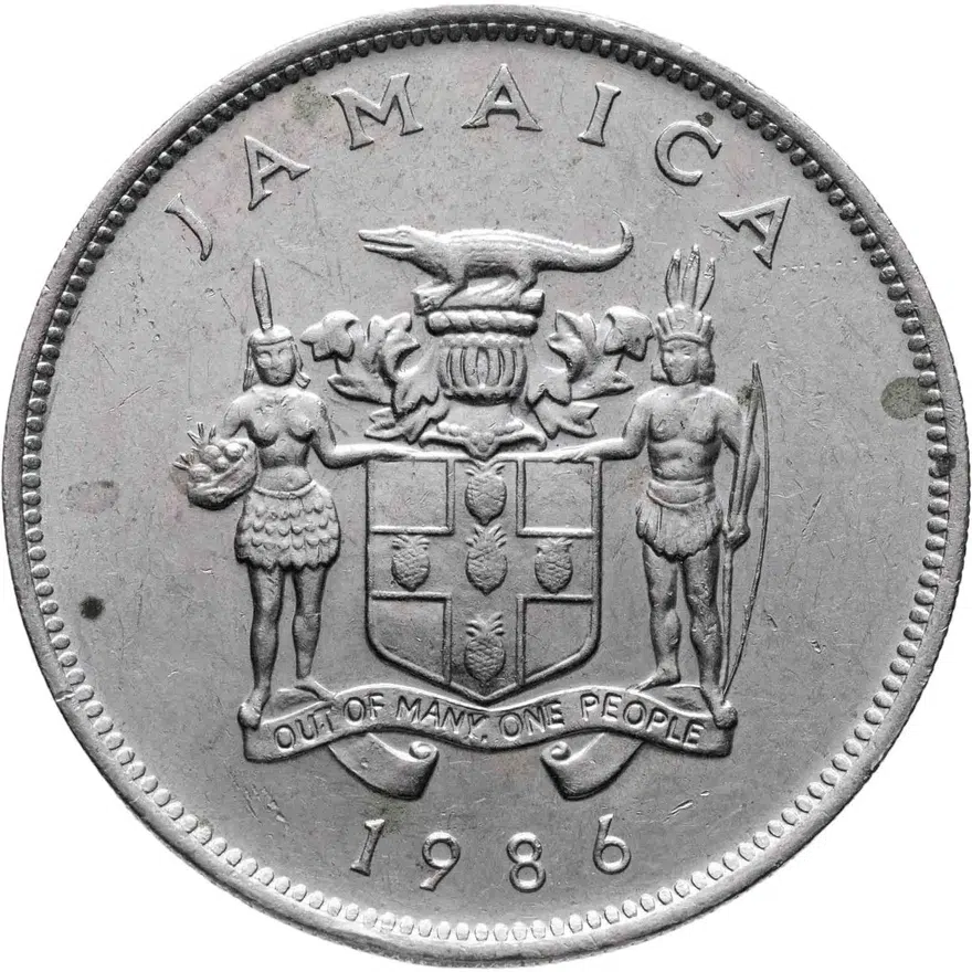 Ямайка 25 центов (cents) 1986, реверс
