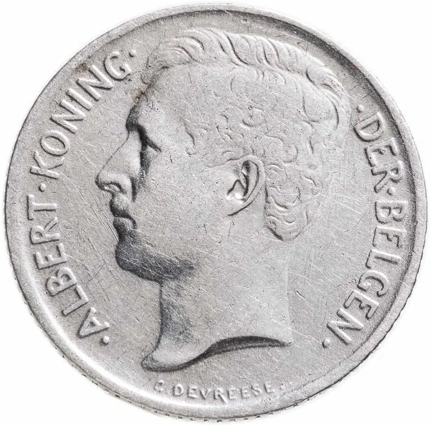 Бельгия 50 сантимов (centimes) 1911 Надпись на голландском - 'ALBERT KONING DER BELGEN', реверс