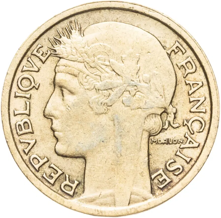 Франция 50 сантимов (centimes) 1941  Алюминиевая бронза /жёлтый цвет/, реверс