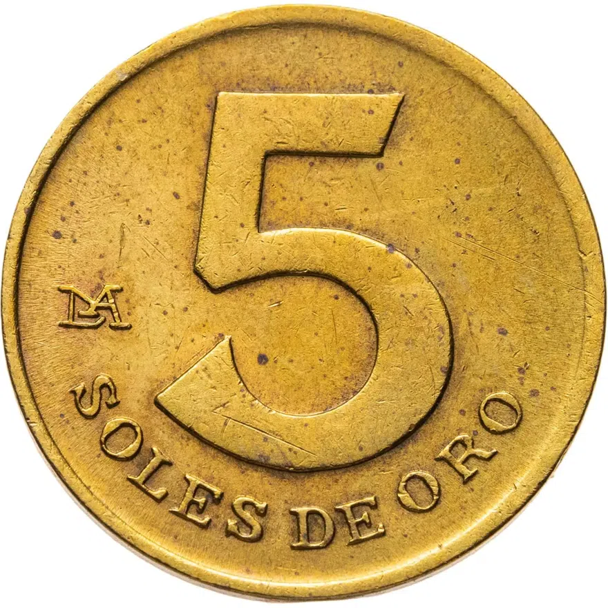Перу 5 солей (soles) 1978, реверс