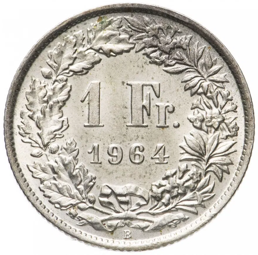 Швейцария 1 франк (franc) 1964, аверс