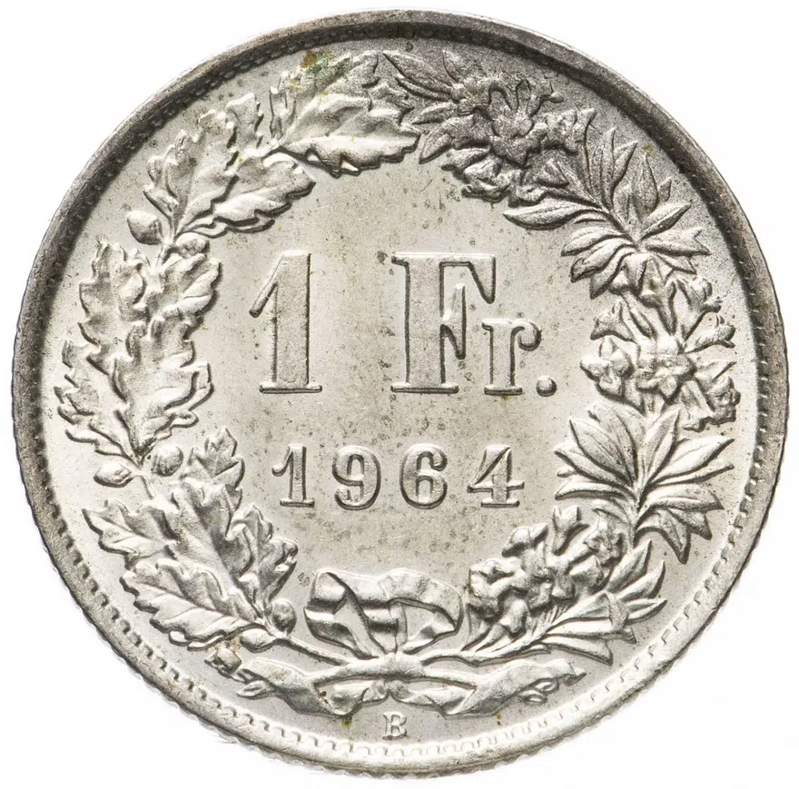 Швейцария 1 франк (franc) 1964, реверс