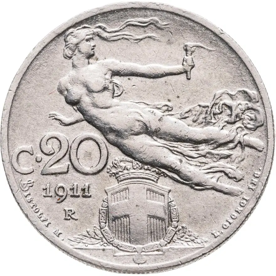 Италия 20 чентезимо (centesimi) 1911, реверс