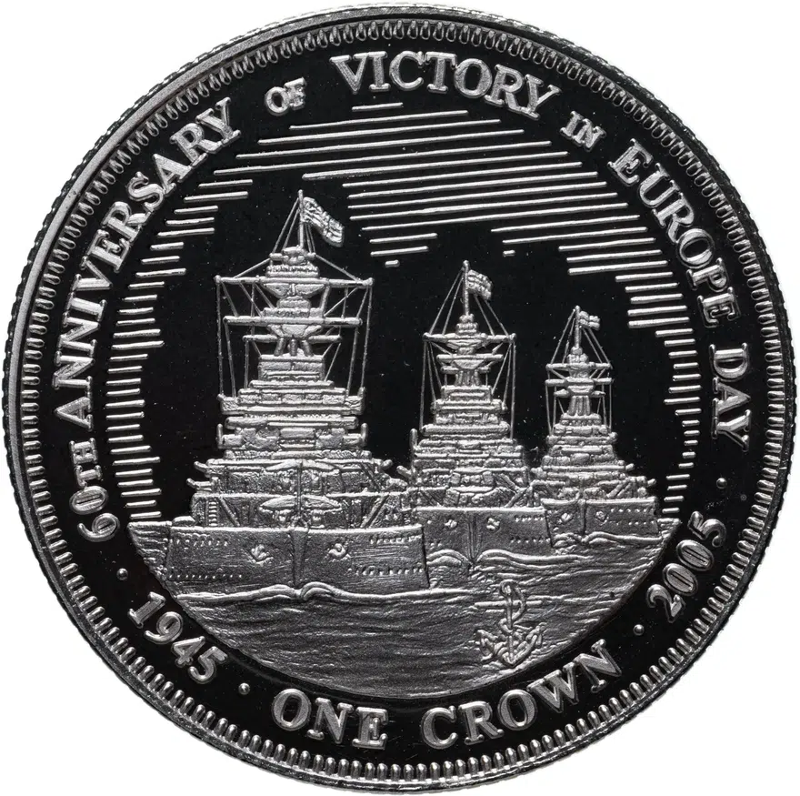Тристан-да-кунья  1 крона (crown) 2005 "60 лет Победе - Корабли", аверс