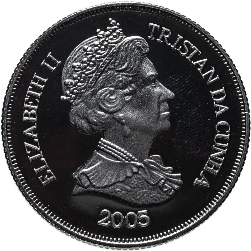 Тристан-да-кунья  1 крона (crown) 2005 "60 лет Победе - Корабли", реверс