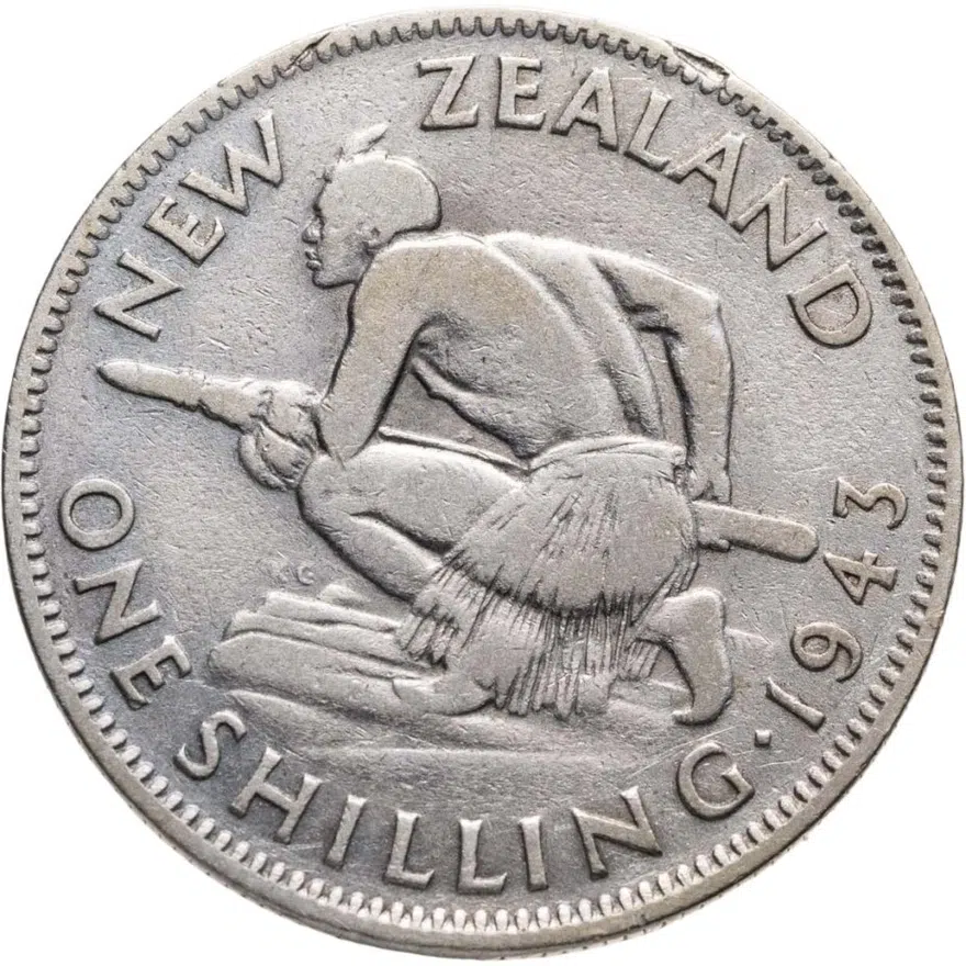 Новая Зеландия 1 шиллинг (shilling) 1943, реверс