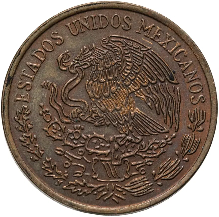 Мексика 20 сентаво (centavos) 1971  Новый герб, реверс