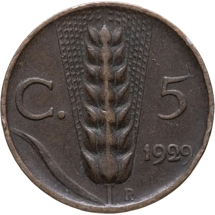 Италия 5 чентезимо (centesimi) 1929, аверс