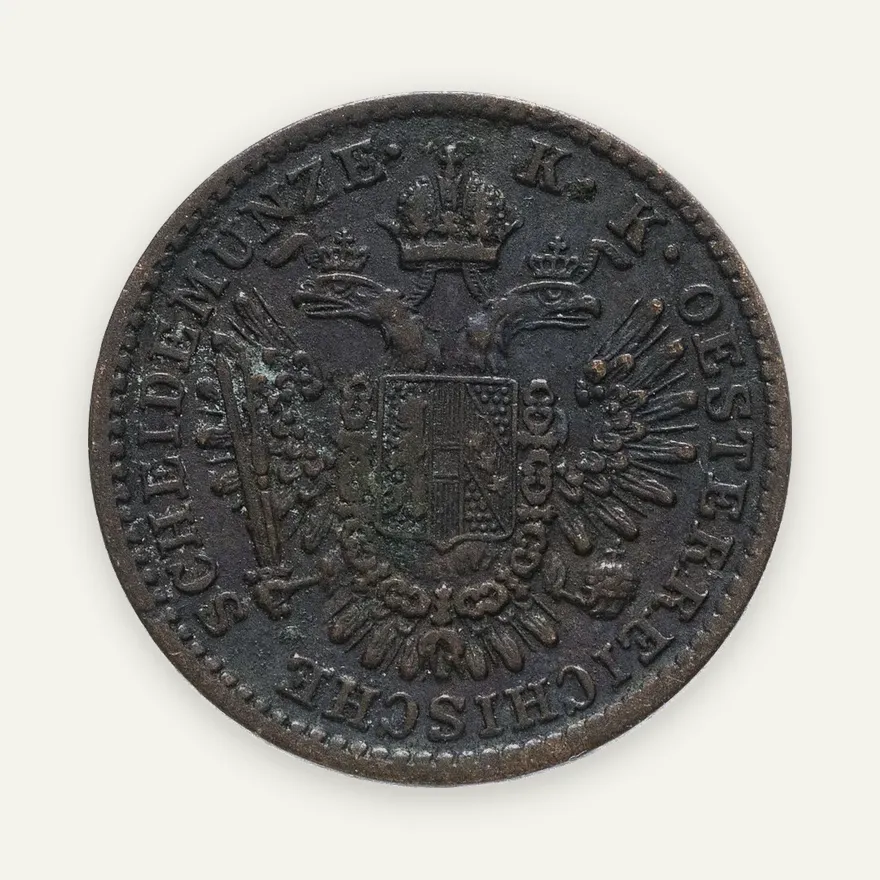 Австрия 1/2 крейцера (kreuzer) 1851 B, реверс