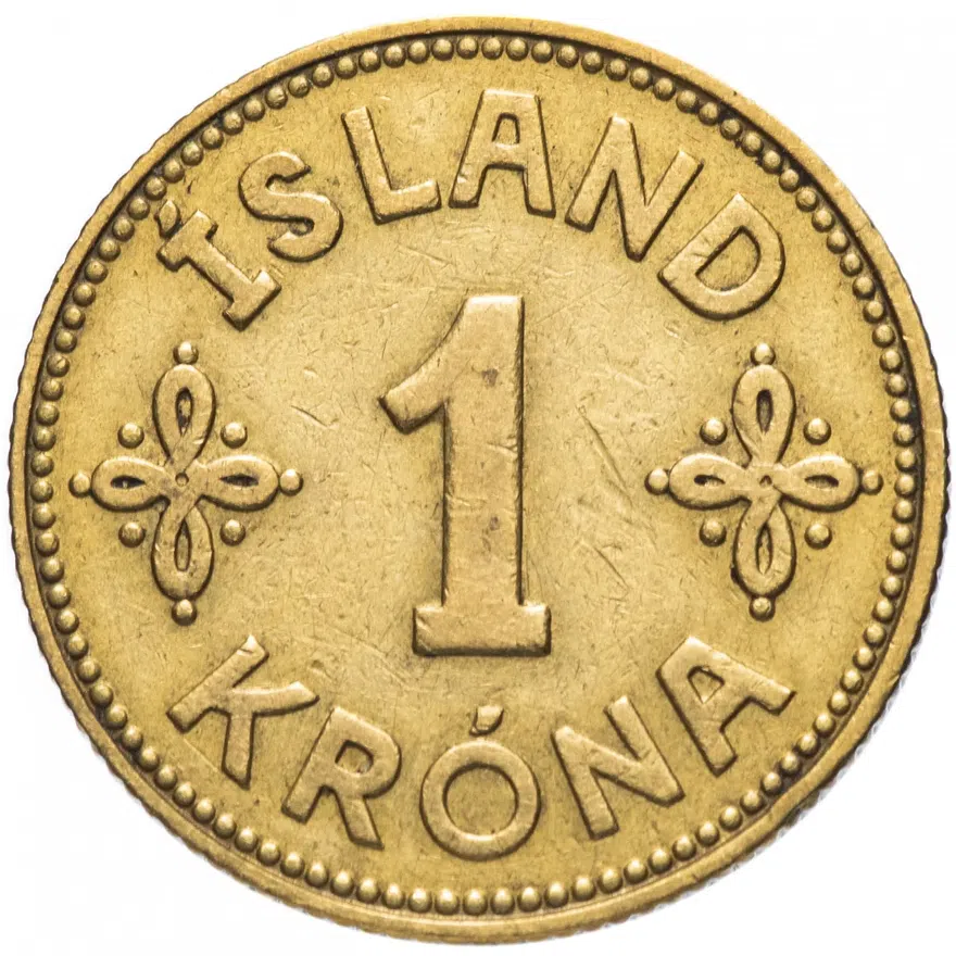 Исландия 1 крона (crown) 1940, аверс