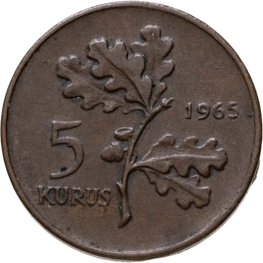 Турция 5 курушей (kurus) 1965, аверс