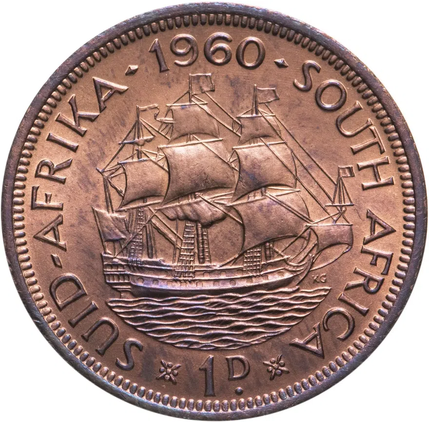 ЮАР 1 пенни (penny) 1960, аверс