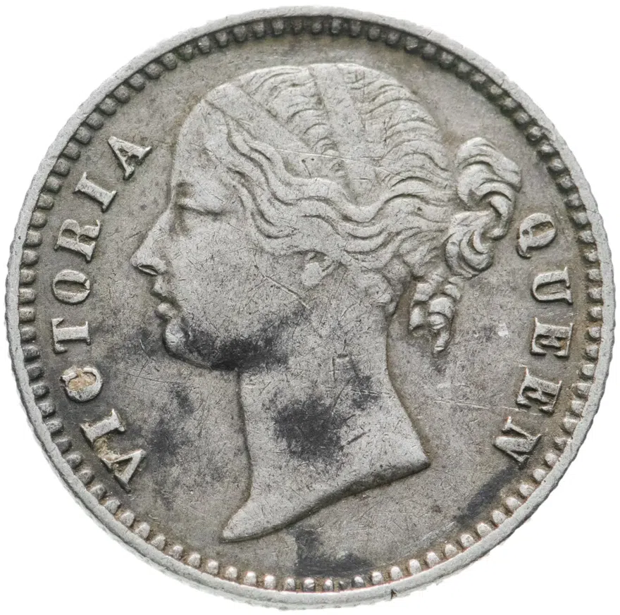 Индия (Британская) 1/4 рупии (rupee) 1840  "VICTORIA QUEEN" по бокам головы, реверс
