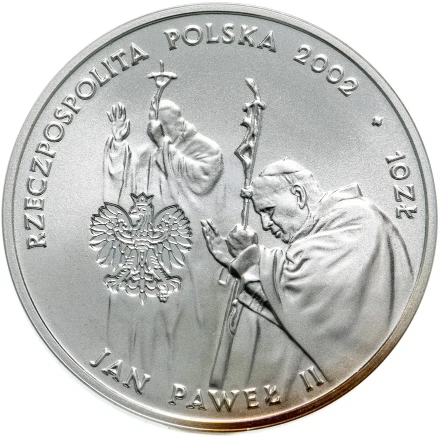 Польша 10 злотых (zlotych) 2002  Папа Иоанн Павел II, аверс
