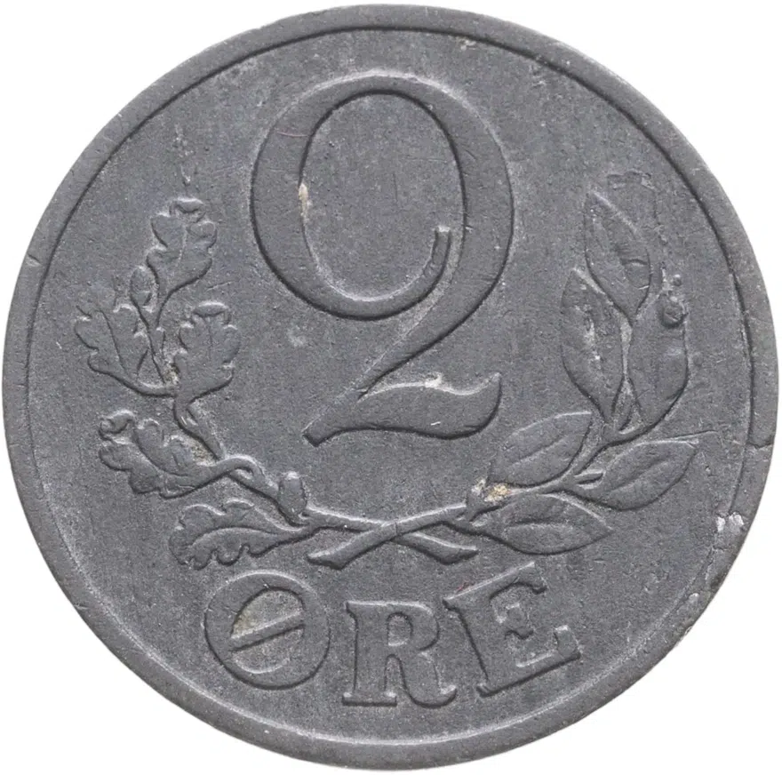 Дания 2 эре (ore) 1943, реверс