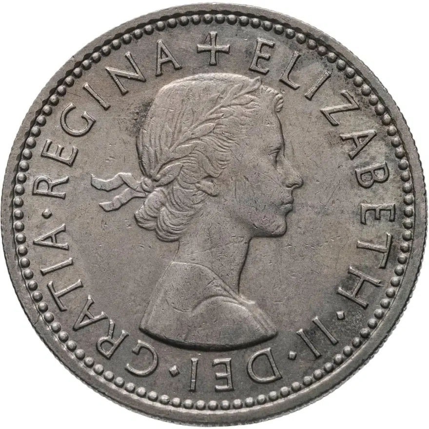Великобритания 1 шиллинг (shilling) 1964  Английский герб - 3 льва внутри коронованного щита, аверс