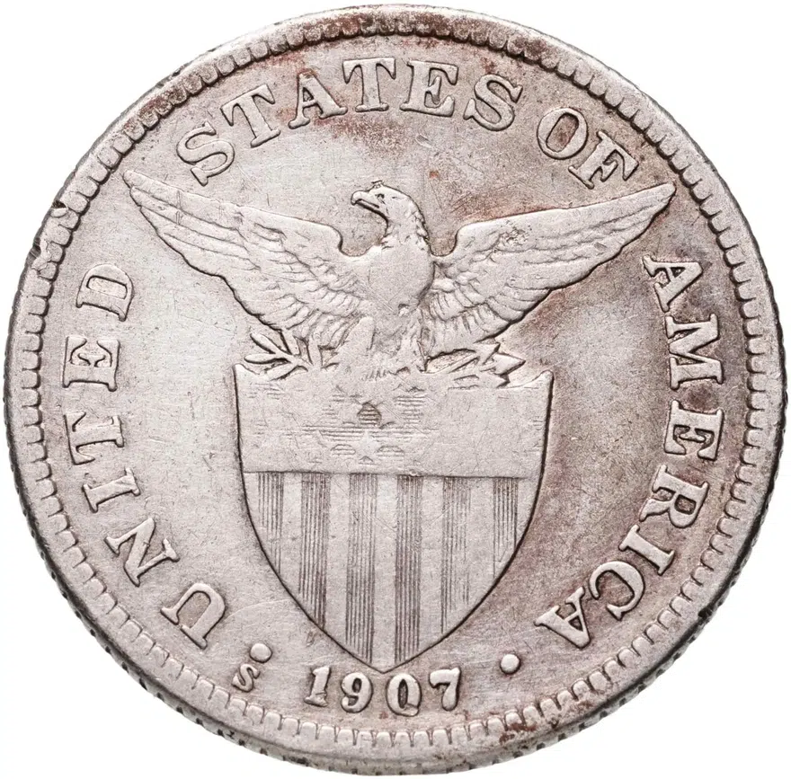 Филиппины 50 сентаво (centavos) 1907 знак монетного двора: "S" - Сан-Франциско