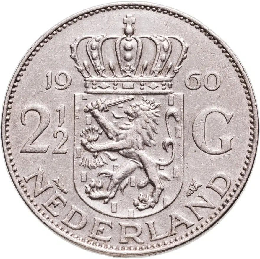 Нидерланды 2 1/2 гульдена (gulden) 1960