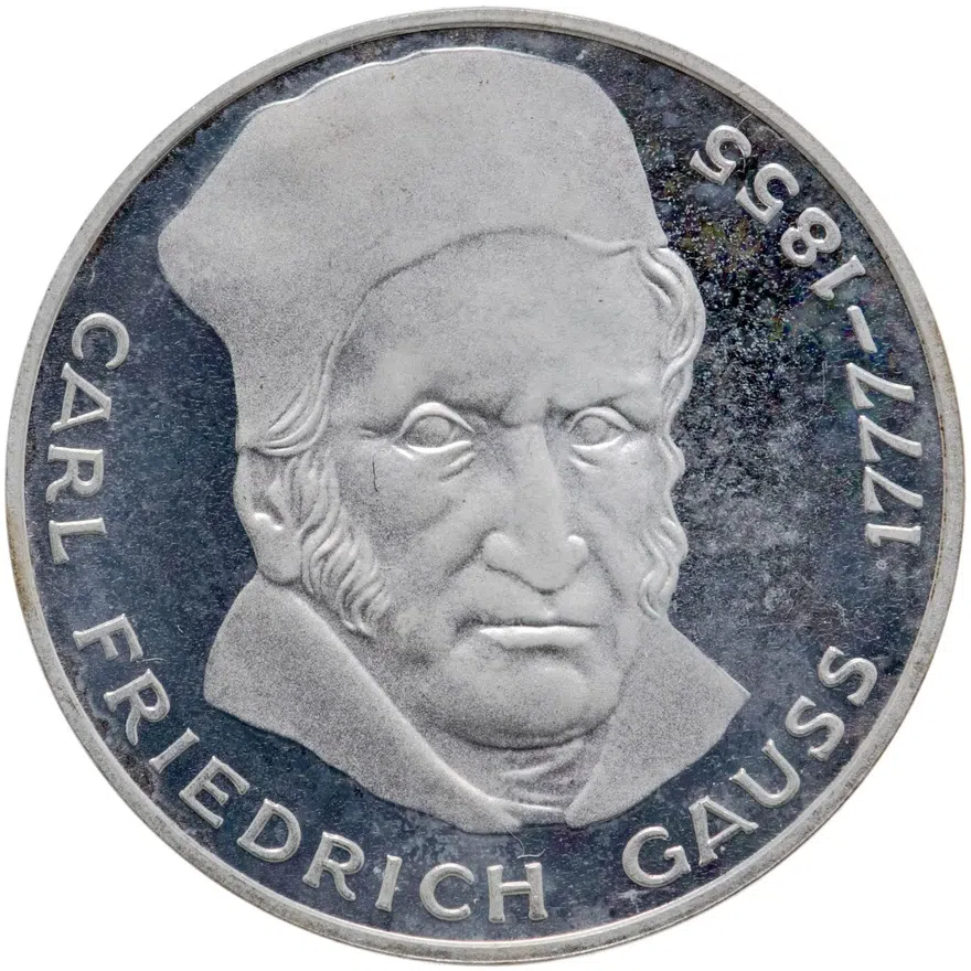 Германия 5 марок (deutsche mark) 1977  200 лет со дня рождения Карла Фридриха Гаусса