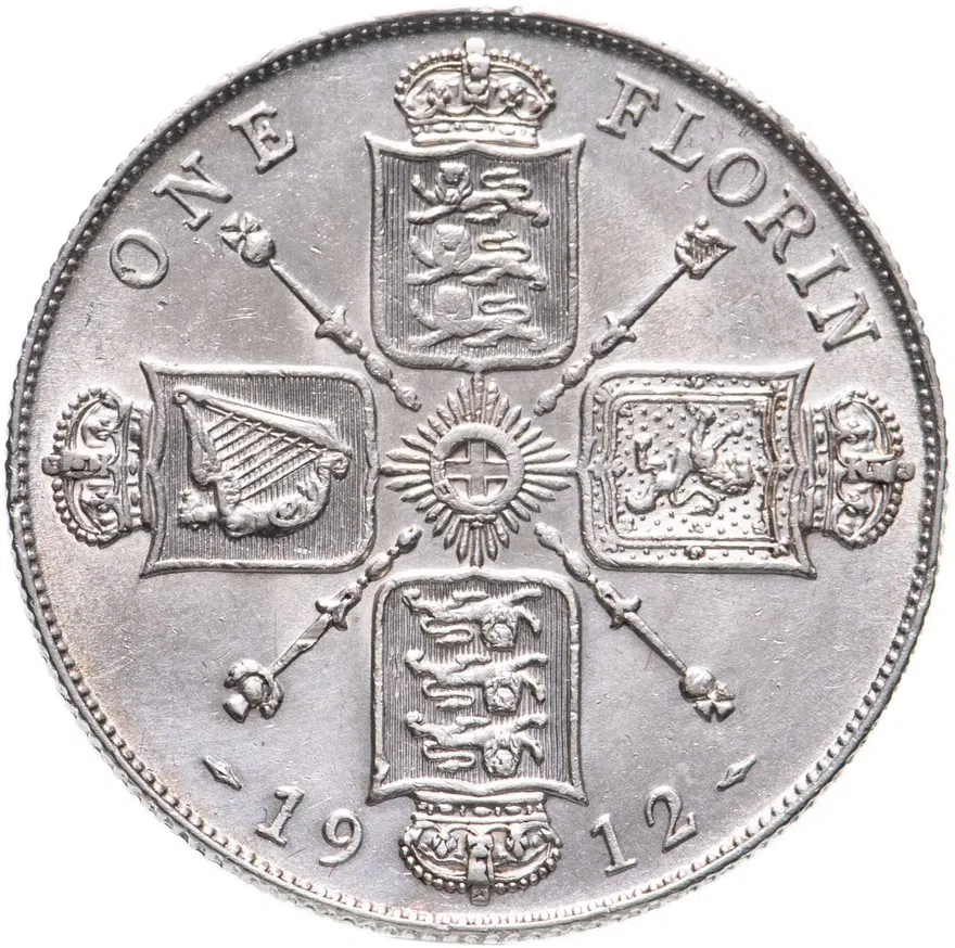 Великобритания 2 шиллинга (флорин, shillings) 1912, аверс