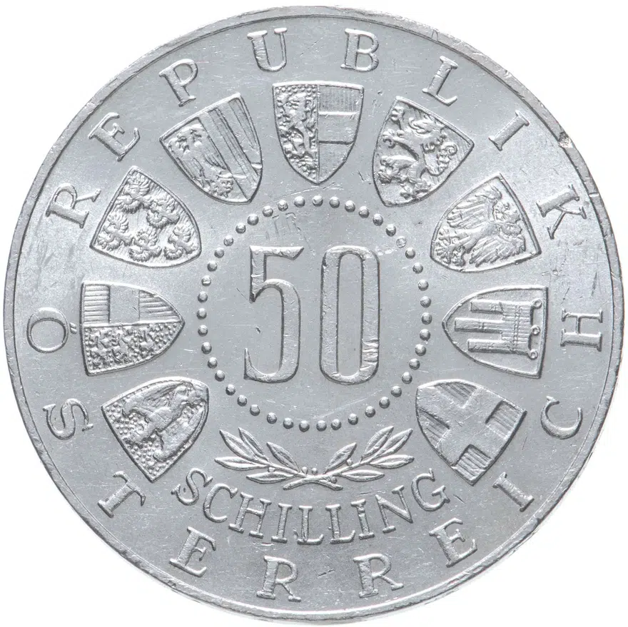 Австрия 50 шиллингов (shillings) 1964  Зимние Олимпийские игры в Инсбруке, реверс