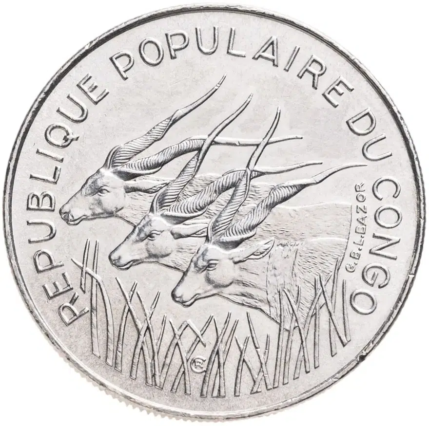 Республика Конго 100 франков (francs) 1982, реверс