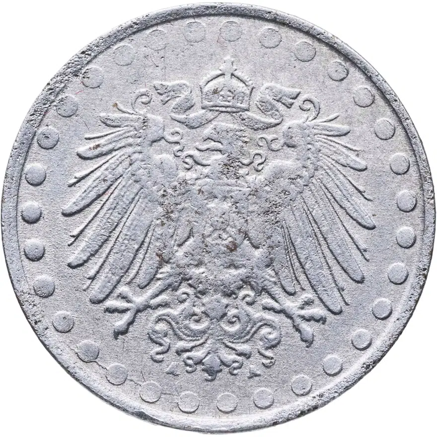Германия 10 пфеннигов (pfennig) 1917 A Железо /магнетик/ знак монетного двора: "A" - Берлин, реверс