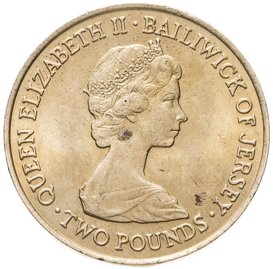 Джерси 2 фунта (pounds) 1981  Свадьба Принца Чарльза и Леди Дианы, реверс