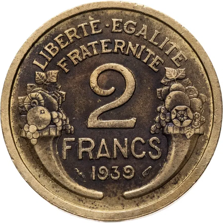 Франция 2 франка (francs) 1939, аверс