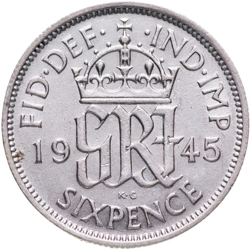 Великобритания 6 пенсов (pence) 1945, реверс