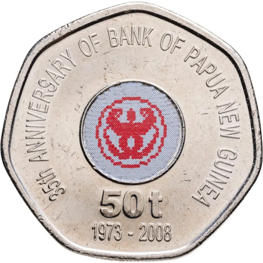 Папуа Новая Гвинея 50 тойя (toea) 2008 "35 лет Банку Папуа Новой Гвинеи", аверс