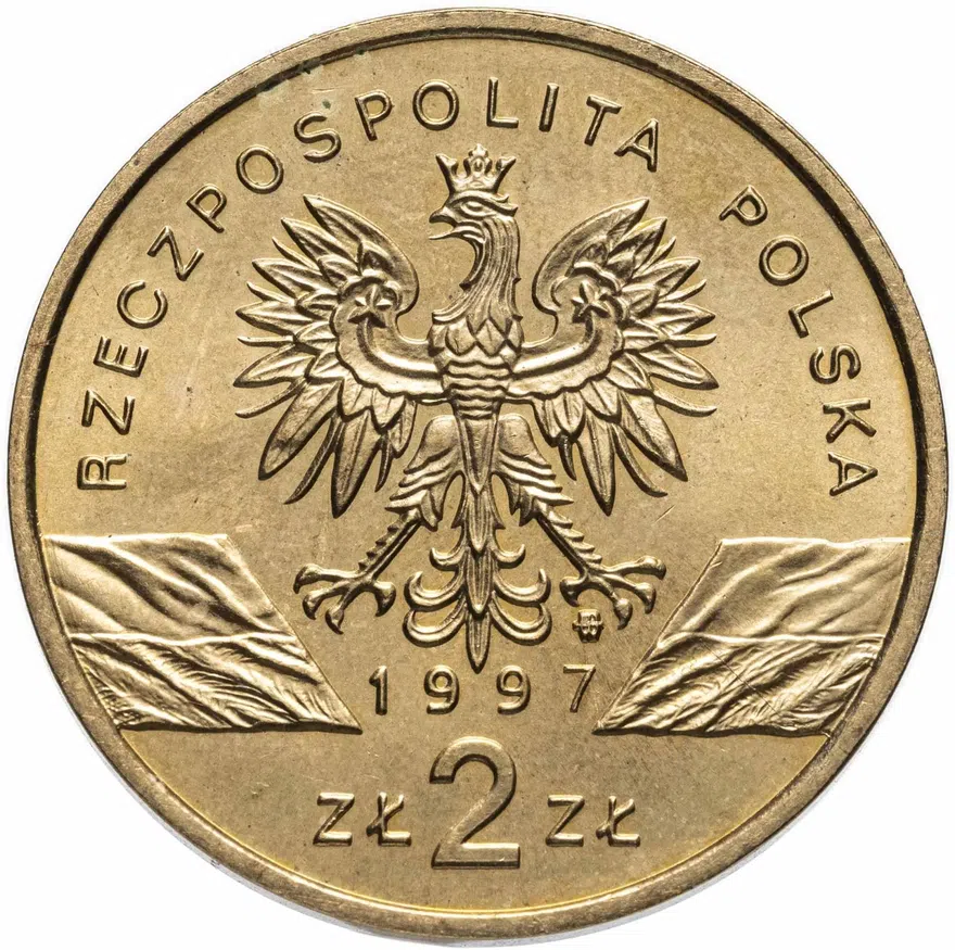 Польша 2 злотых (zlote) 1997 - Всемирная природа: Жук-олень, реверс