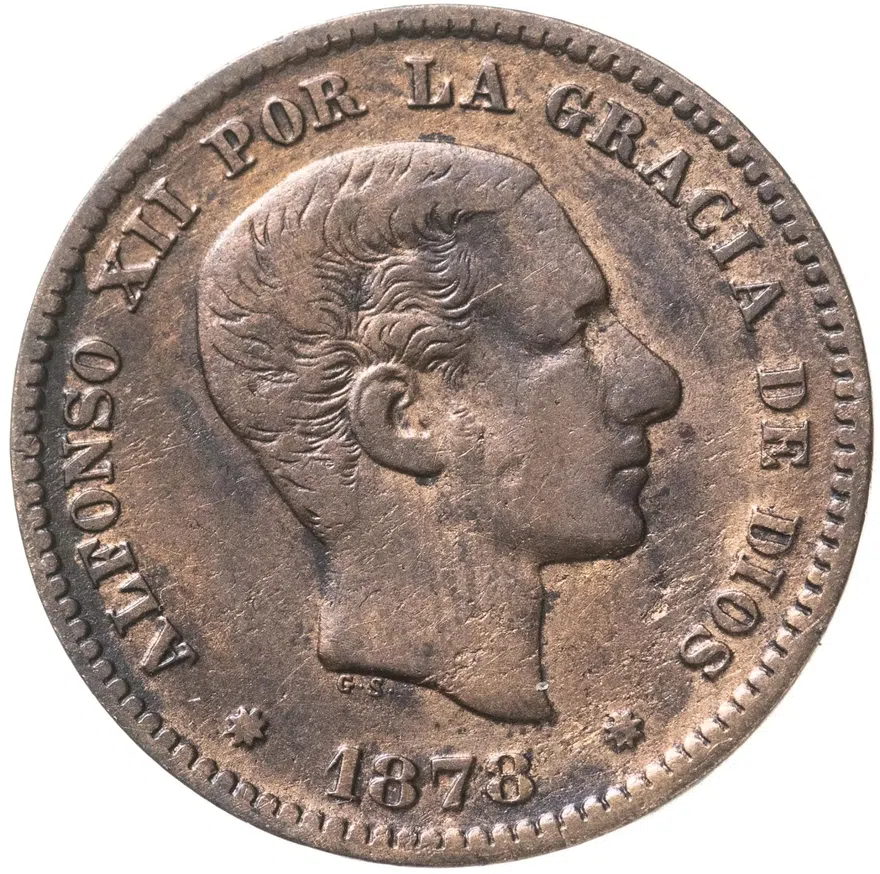 Испания 5 сентимо (centimos) 1878, аверс