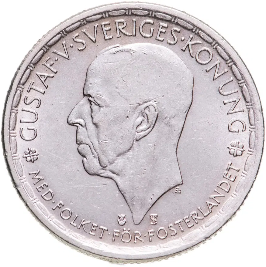 Швеция 2 кроны (kronor) 1945 TS  знак монетного двора: "TS" - Торстен Свенссон, аверс
