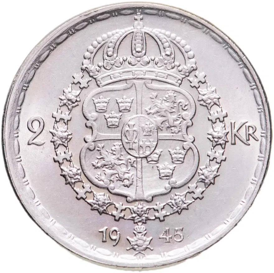 Швеция 2 кроны (kronor) 1945 TS  знак монетного двора: "TS" - Торстен Свенссон, реверс