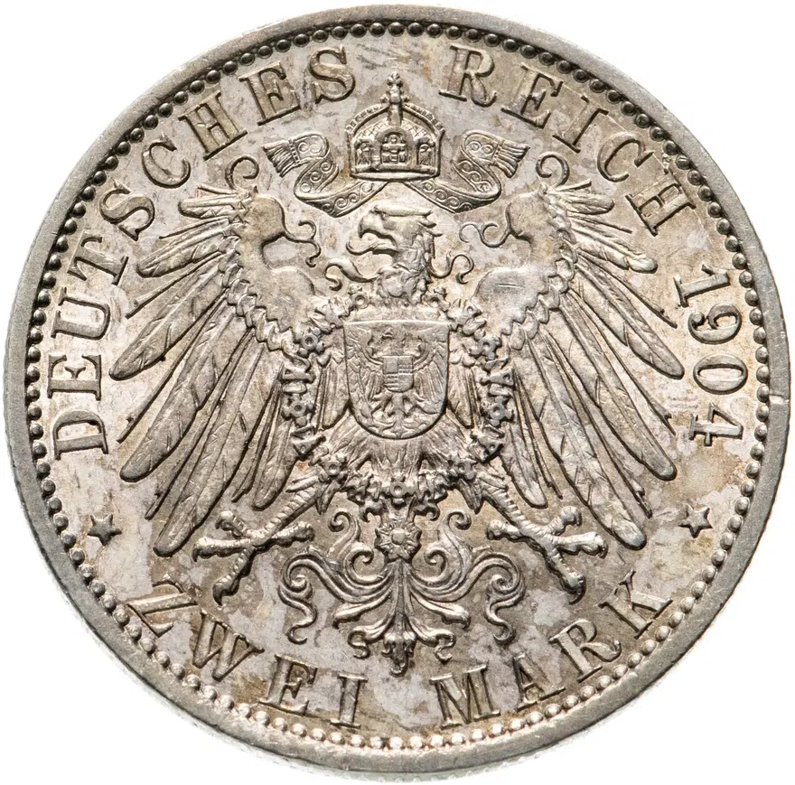 Германия (Империя) 2 марки (mark) 1904  Свадьба Герцога Мекленбург-Шверина Фридриха Франца IV, реверс