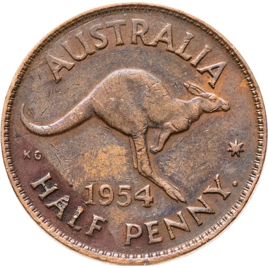 Австралия 1/2 пенни (penny) 1954