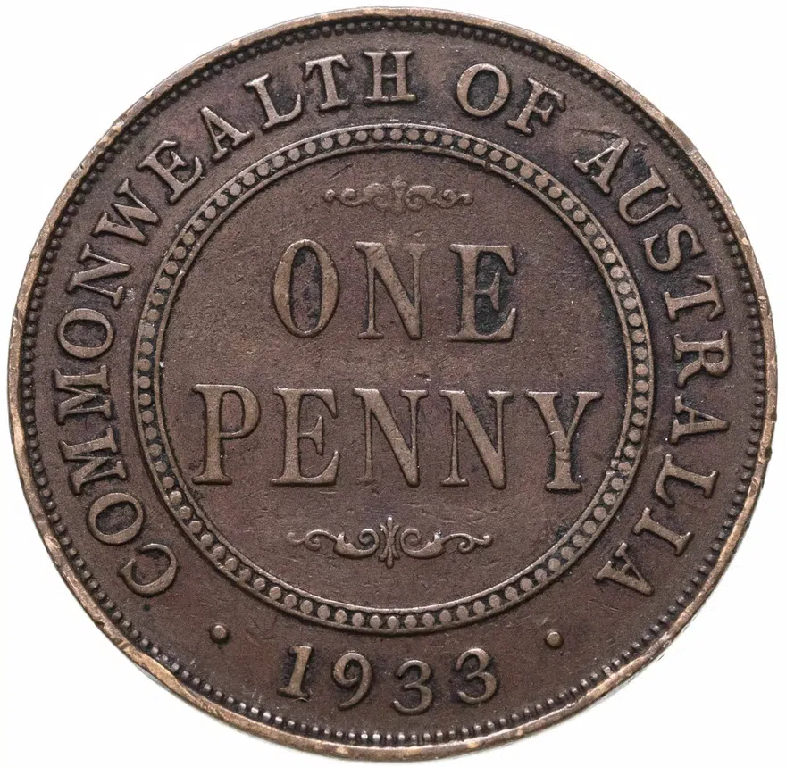 Австралия 1 пенни (penny) 1933, аверс