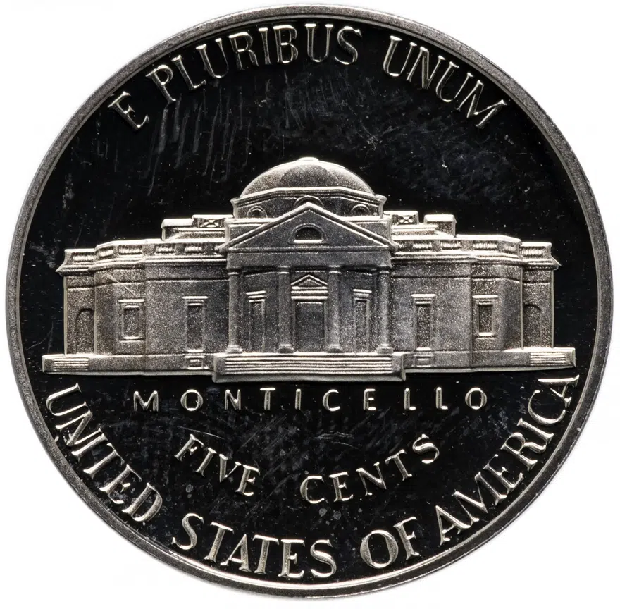 США 5 центов (cents) 1990 S Jefferson Nickel (Джефферсон) знак монетного двора "S", аверс