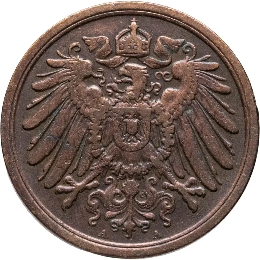 Германия 2 пфеннига (pfennig) 1912 A  знак монетного двора: "A" - Берлин, реверс