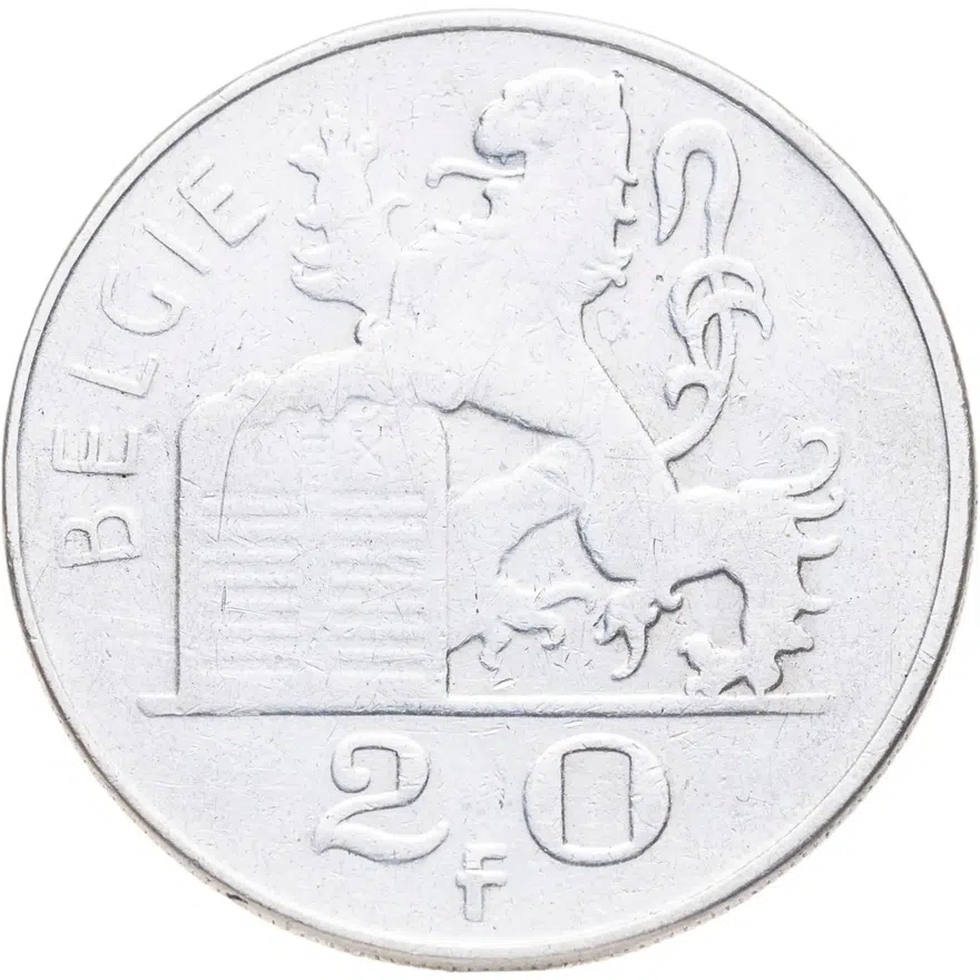 Бельгия 20 франков (francs) 1953  Надпись на голландском - 'BELGIE', реверс