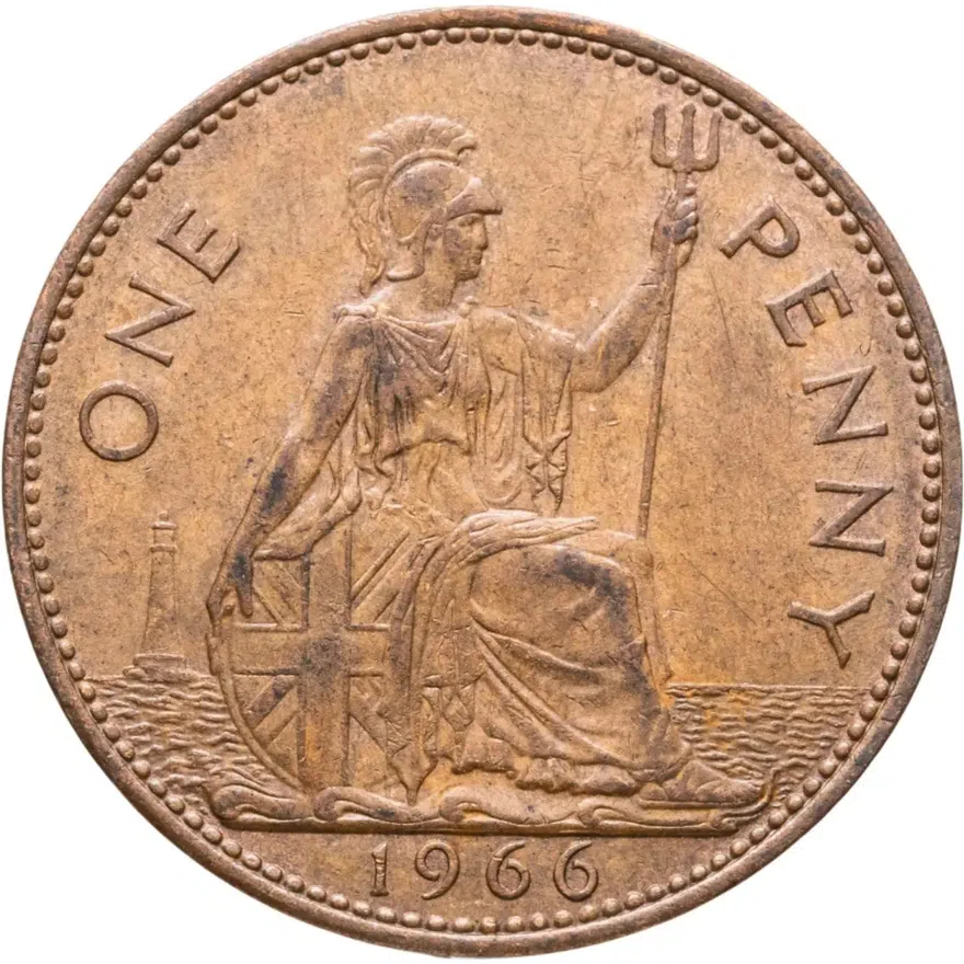 Великобритания 1 пенни (penny) 1966, реверс