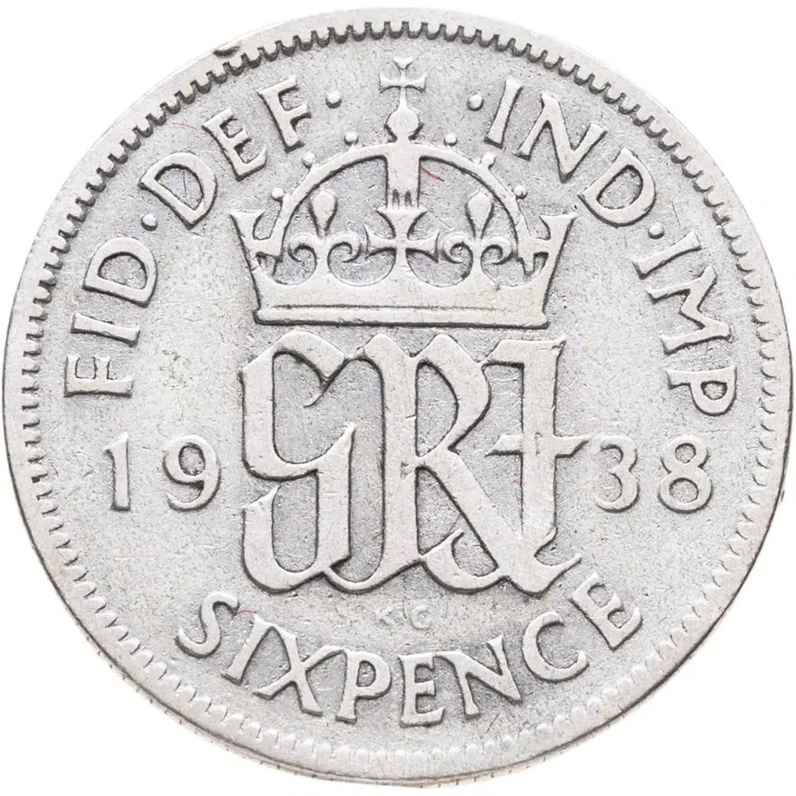 Великобритания 6 пенсов (pence) 1938, реверс