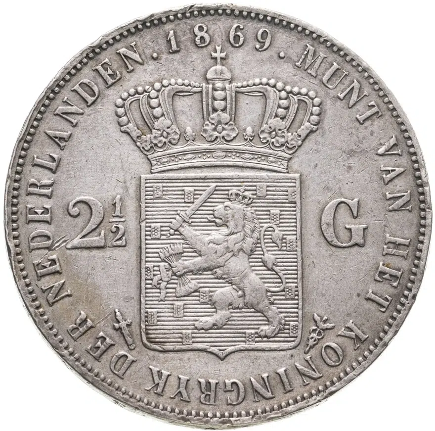 Нидерланды 2 1/2 гульдена (gulden) 1869, реверс